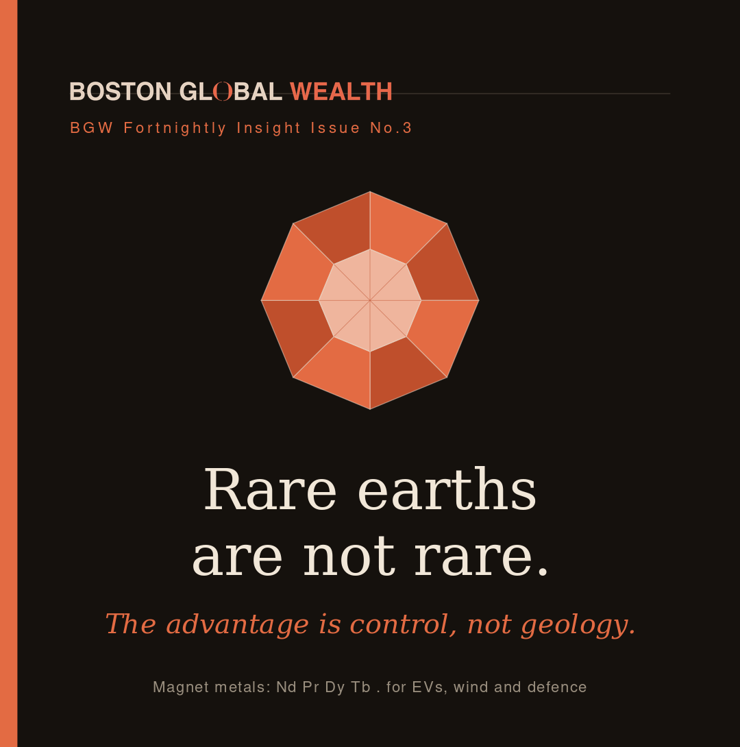Rare earths are not rare. The advantage is control, not geology. Bill Moss AO, Boston Global Wealth